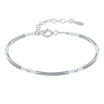 Les poulettes bijoux - bracelet argent tubes et perles facett�es de pierre de lune m1