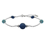 Les poulettes bijoux bracelet chaine argent boutons cyanite et anneaux de larimar