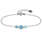 Les poulettes bijoux - bracelet chaine argent trois perles de larimar anneaux de bil