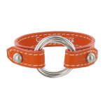 Les poulettes bijoux - bracelet cuir et 6 anneaux argent 925 - orange