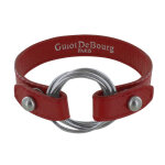 Les poulettes bijoux - bracelet cuir et 6 anneaux argent 925 - rouge