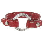 Les poulettes bijoux - bracelet cuir et 6 anneaux argent 925 - rouge profond