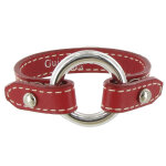 Les poulettes bijoux - bracelet cuir et anneau argent 925 - cuir rouge