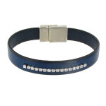 Les poulettes bijoux - bracelet cuir et barrette de strass - classics - bleu navy