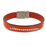 Les poulettes bijoux - bracelet cuir et barrette de strass - colors - orange