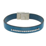 Les poulettes bijoux - bracelet cuir et barrette de strass - colors - turquoise