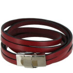 Les poulettes bijoux - bracelet cuir et fermoir acier inoxydable - classics - rouge