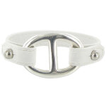 Les poulettes bijoux - bracelet cuir et maille marine argent 925 - classics - blanc