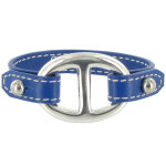 Les poulettes bijoux - bracelet cuir et maille marine argent 925 - classics - bleu n