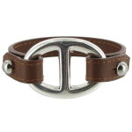 Les poulettes bijoux - bracelet cuir et maille marine argent 925 - classics - marron