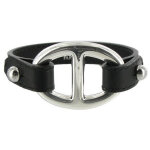 Les poulettes bijoux - bracelet cuir et maille marine argent 925 - classics - noir