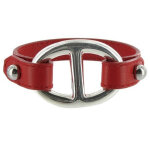 Les poulettes bijoux - bracelet cuir et maille marine argent 925 - classics - rouge