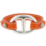 Les poulettes bijoux bracelet cuir et maille marine argent 925 - colors - orange