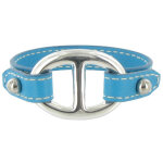 Les poulettes bijoux bracelet cuir et maille marine argent 925 - colors - turquoise