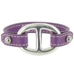 Les poulettes bijoux bracelet cuir et maille marine argent 925 - colors - violet