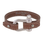 Les poulettes bijoux bracelet cuir et manille argent 925 - marron clair
