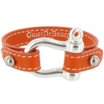 Les poulettes bijoux - bracelet cuir et manille argent 925 - orange