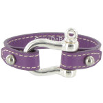 Les poulettes bijoux bracelet cuir et manille argent 925 - violet