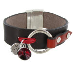 Les poulettes bijoux - bracelet cuir marron cristal et m�daille rire - classics - ro