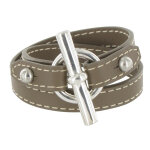 Les poulettes bijoux - bracelet double tour cuir et fermoir t argent 925 - classics