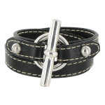 Les poulettes bijoux - bracelet double tour cuir et fermoir t argent 925 - classics