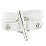 Les poulettes bijoux - bracelet double tour cuir et fermoir t argent 925 - classics