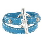 Les poulettes bijoux bracelet double tour cuir et fermoir t argent 925 - colors - tu