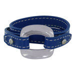 Les poulettes bijoux - bracelet double tour cuir et maille carr�e argent 925 - bleu