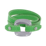 Les poulettes bijoux - bracelet double tour cuir et maille carr�e argent 925 - vert