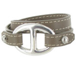 Les poulettes bijoux - bracelet double tour cuir et maille marine argent 925 - class