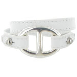 Les poulettes bijoux - bracelet double tour cuir et maille marine argent 925 - class