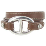 Les poulettes bijoux - bracelet double tour cuir et maille marine argent 925 - class