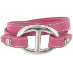 Les poulettes bijoux - bracelet double tour cuir et maille marine argent 925 - color
