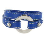 Les poulettes bijoux bracelet double tour cuir et maille rondelle argent 925 - class
