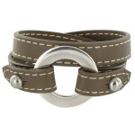 Les poulettes bijoux - bracelet double tour cuir et maille rondelle argent 925 - cla