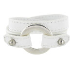 Les poulettes bijoux bracelet double tour cuir et maille rondelle argent 925 - class