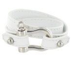 Les poulettes bijoux bracelet double tour cuir et manille argent 925 - blanc