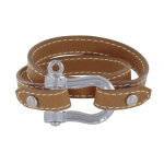 Les poulettes bijoux - bracelet double tour cuir et manille argent 925 - or