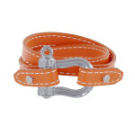 Les poulettes bijoux bracelet double tour cuir et manille argent 925 - orange