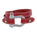 Les poulettes bijoux bracelet double tour cuir et manille argent 925 - rouge