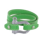 Les poulettes bijoux - bracelet double tour cuir et manille argent 925 - vert