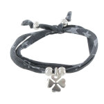 Les poulettes bijoux - bracelet double tour lien etoiles et tr�fle argent 925 - clas