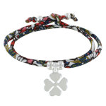 Les poulettes bijoux - bracelet double tour lien liberty papillon et tr�fle argent -