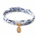 Les poulettes bijoux - bracelet double tour lien liberty et petite m�daille vierge m