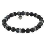 Les poulettes bijoux - bracelet elastique anneau acier et perles labradorite