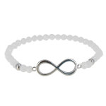 Les poulettes bijoux - bracelet elastique infini argent perles d'onyx blanche facett