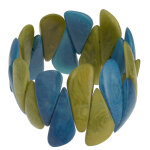 Les poulettes bijoux - bracelet elastique manchette tagua vert et turquoise