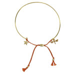 Les poulettes bijoux - bracelet enfant laiton dor� demi jonc cordon libellule et eto
