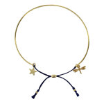 Les poulettes bijoux - bracelet enfant laiton dor� demi jonc cordon libellule et eto