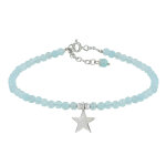 Les poulettes bijoux - bracelet etoile argent et perles agate - classics - bleu vert